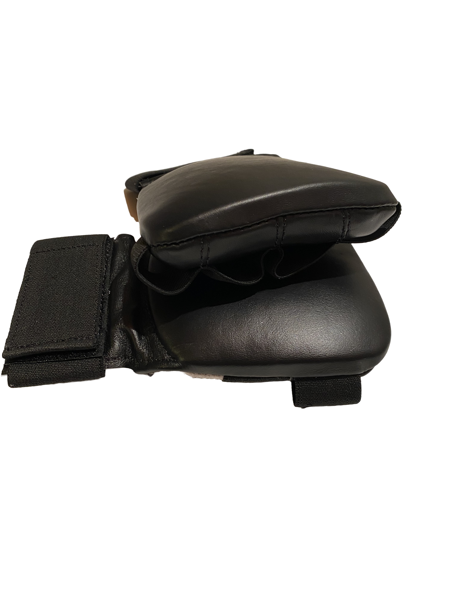 Protège-poings de karaté TEKKA BUDO, noir mat, mitaine en cuir véritable, passants pour les doigts avec bande élastique