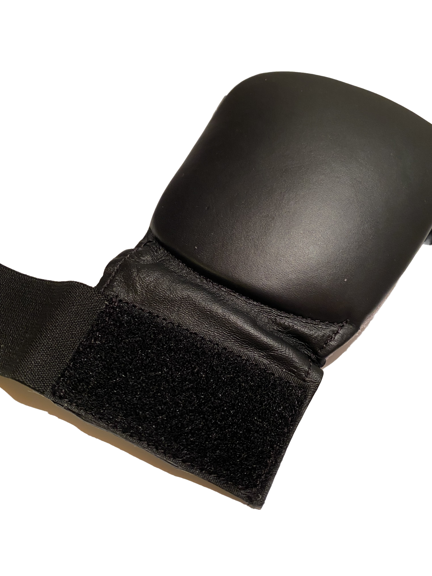 Protège-poings de karaté TEKKA BUDO, noir mat, mitaine en cuir véritable, passants pour les doigts avec bande élastique