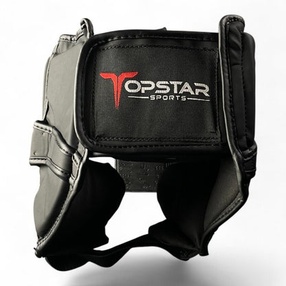 Kopfschutz mit Jochbeinschutz SHADOW BLAZE schwarz, Premium Kunstleder in Matt