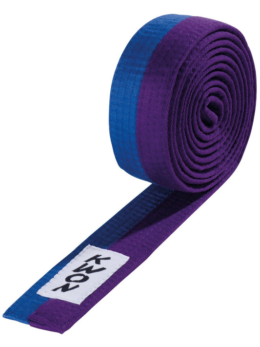 Ceinture d'arts martiaux KWON (R) Budo bleu/violet à rayures mi-longues