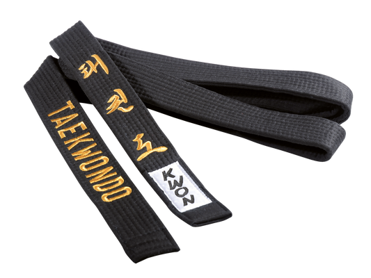 Ceinture Budo KWON (R) Ceinture Taekwondo noire, 4 cm de large avec broderie