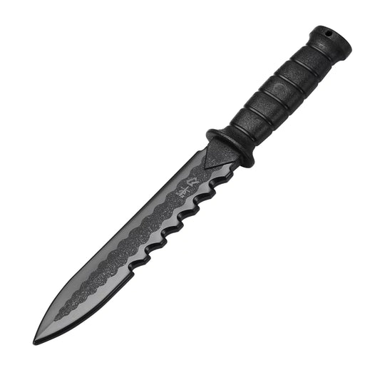 Couteau d'entraînement SV en plastique dur avec lame de scie noire 27 cm