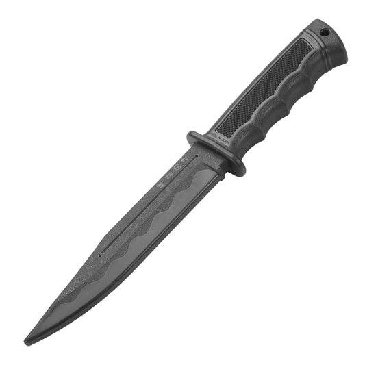 Couteau d'entraînement SV en plastique dur avec manche ondulé noir 27 cm