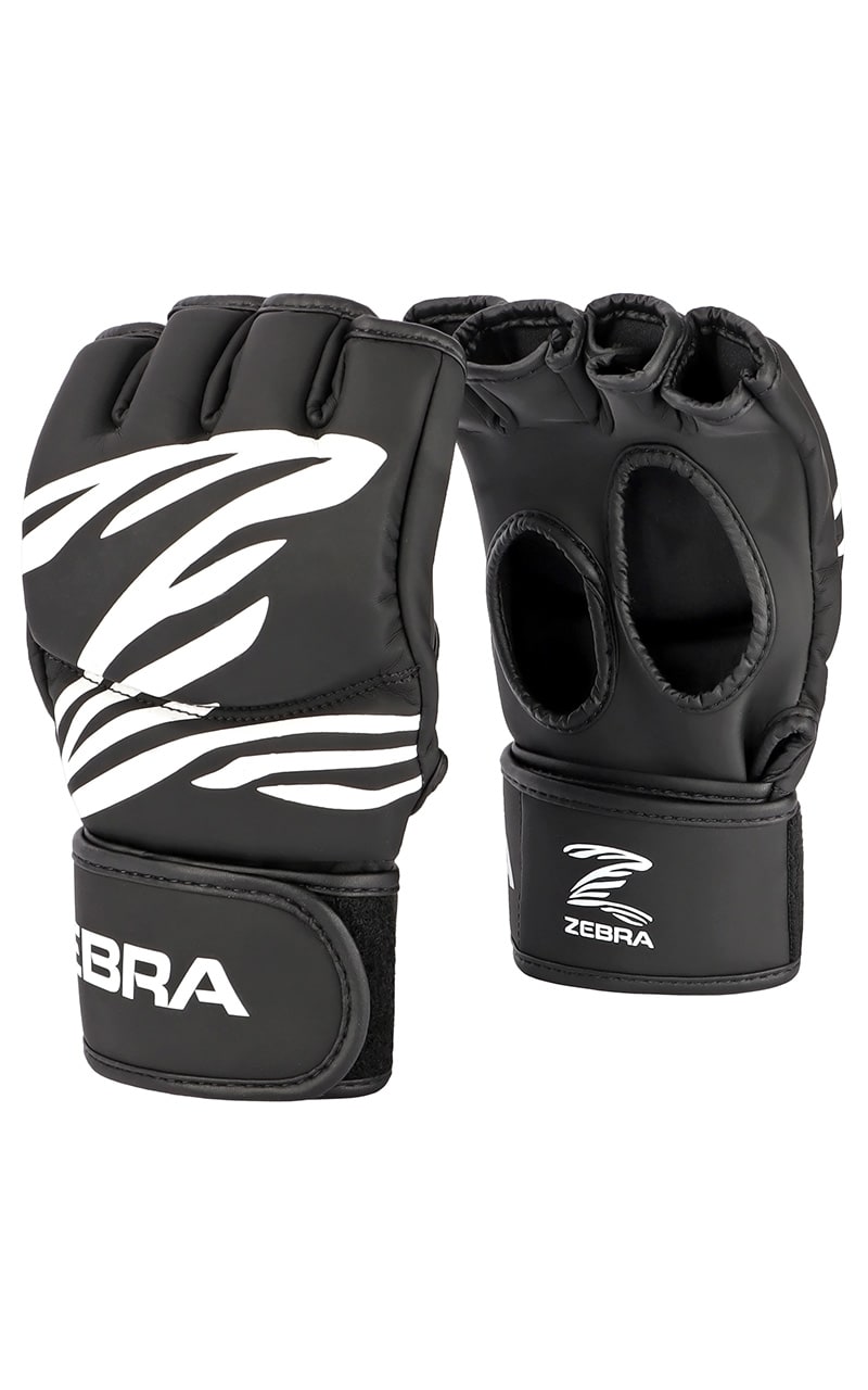 Gants MMA ZEBRA Training noirs - Fermeture velcro extra longue