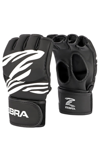 Gants MMA ZEBRA Training noirs - Fermeture velcro extra longue