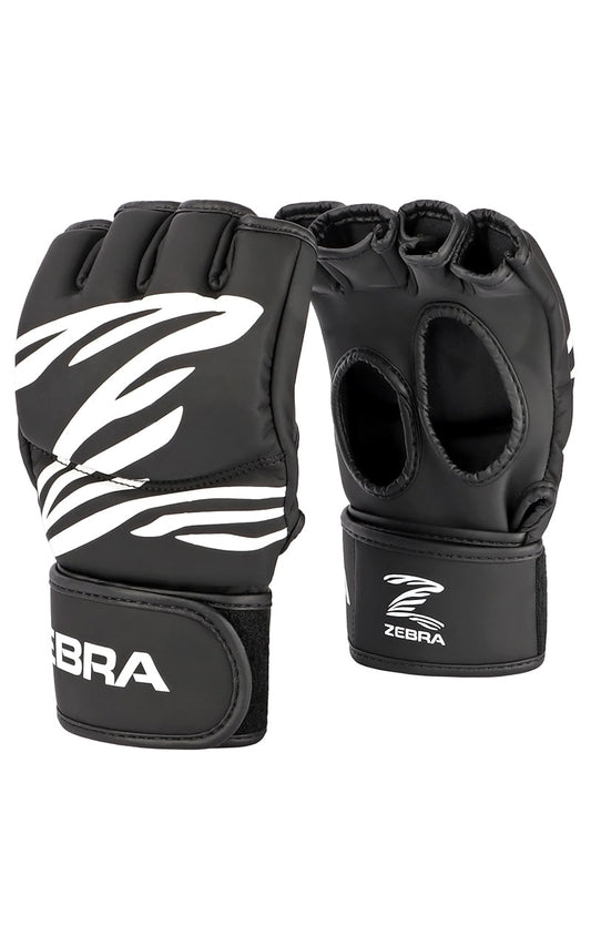 Gants MMA ZEBRA Training noirs - Fermeture velcro extra longue
