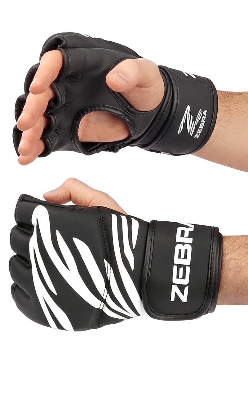 Gants MMA ZEBRA Training noirs - Fermeture velcro extra longue