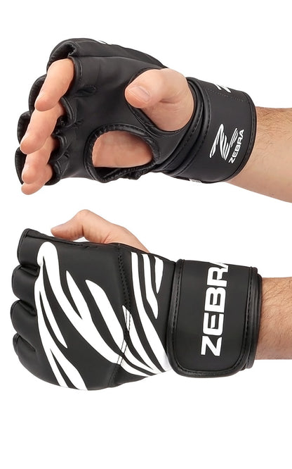 Gants MMA ZEBRA Training noirs - Fermeture velcro extra longue