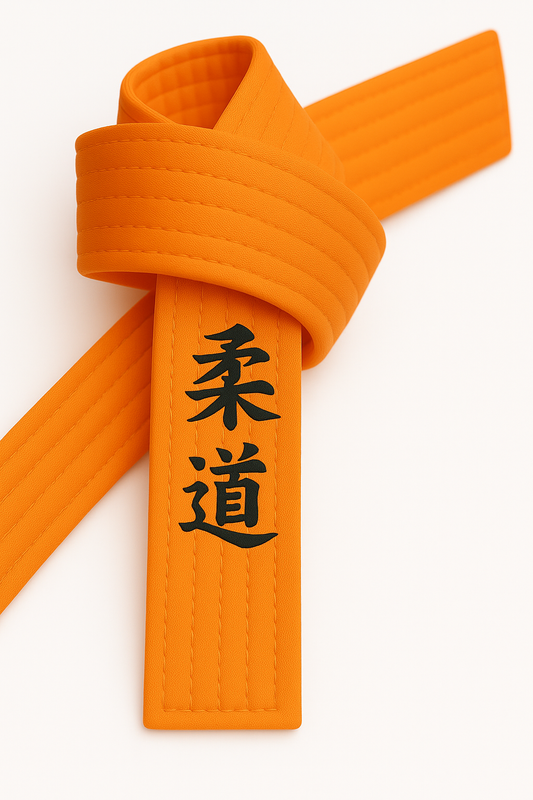 Ceinture de judo orange brodée - Personnages de judo jananisch - Ceinture orange avec broderie Kanji