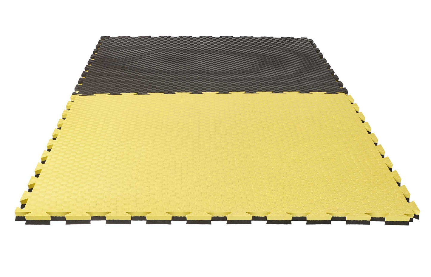 Tapis d'arts martiaux Puzzle mat Pro Checker 2 cm tapis réversible noir/jaune