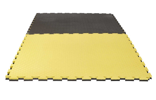 Tapis d'arts martiaux Puzzle mat Pro Checker 2 cm tapis réversible noir/jaune