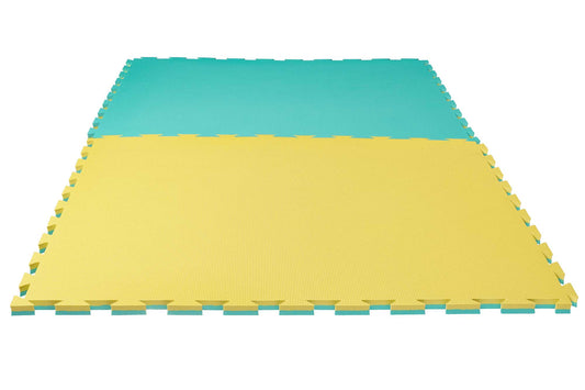 Tapis d'arts martiaux Puzzle mat Pro Grappling 2 cm Crosstexture tapis réversible jaune/vert