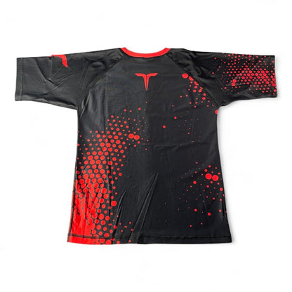 Rashguard Shirt COMBAT FIGHTER, schwarz-rot, langarm