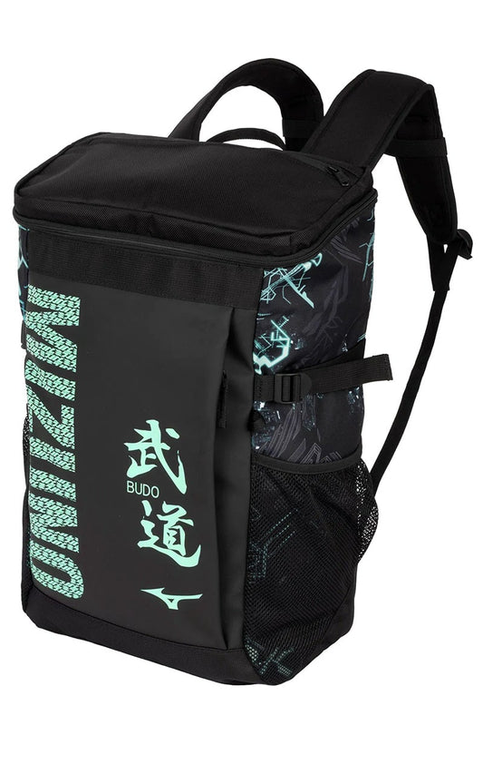 Sac à dos de sport Judo MIZUNO 30 litres noir-vert - Imprimé personnages Budo