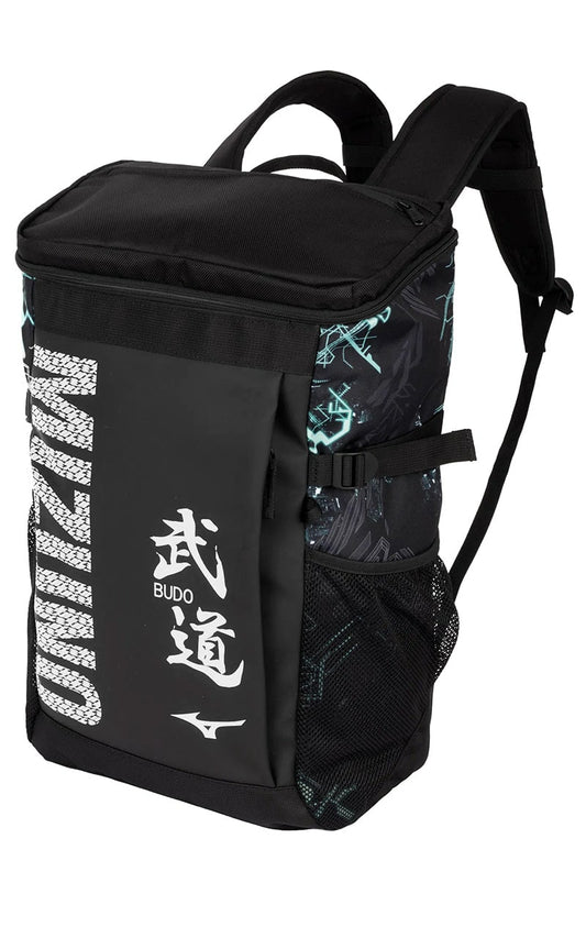 Sac à dos de sport Judo MIZUNO 30 litres noir et blanc - Imprimé personnages Budo