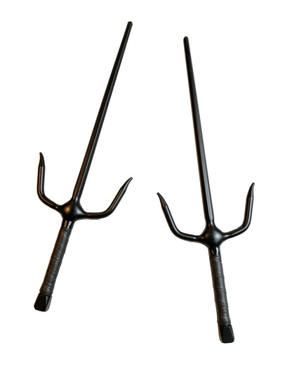 SET Fourchettes Sai noires avec étui pour armes - 48,5 cm (paire) Forme octogonale à 8 tranchants