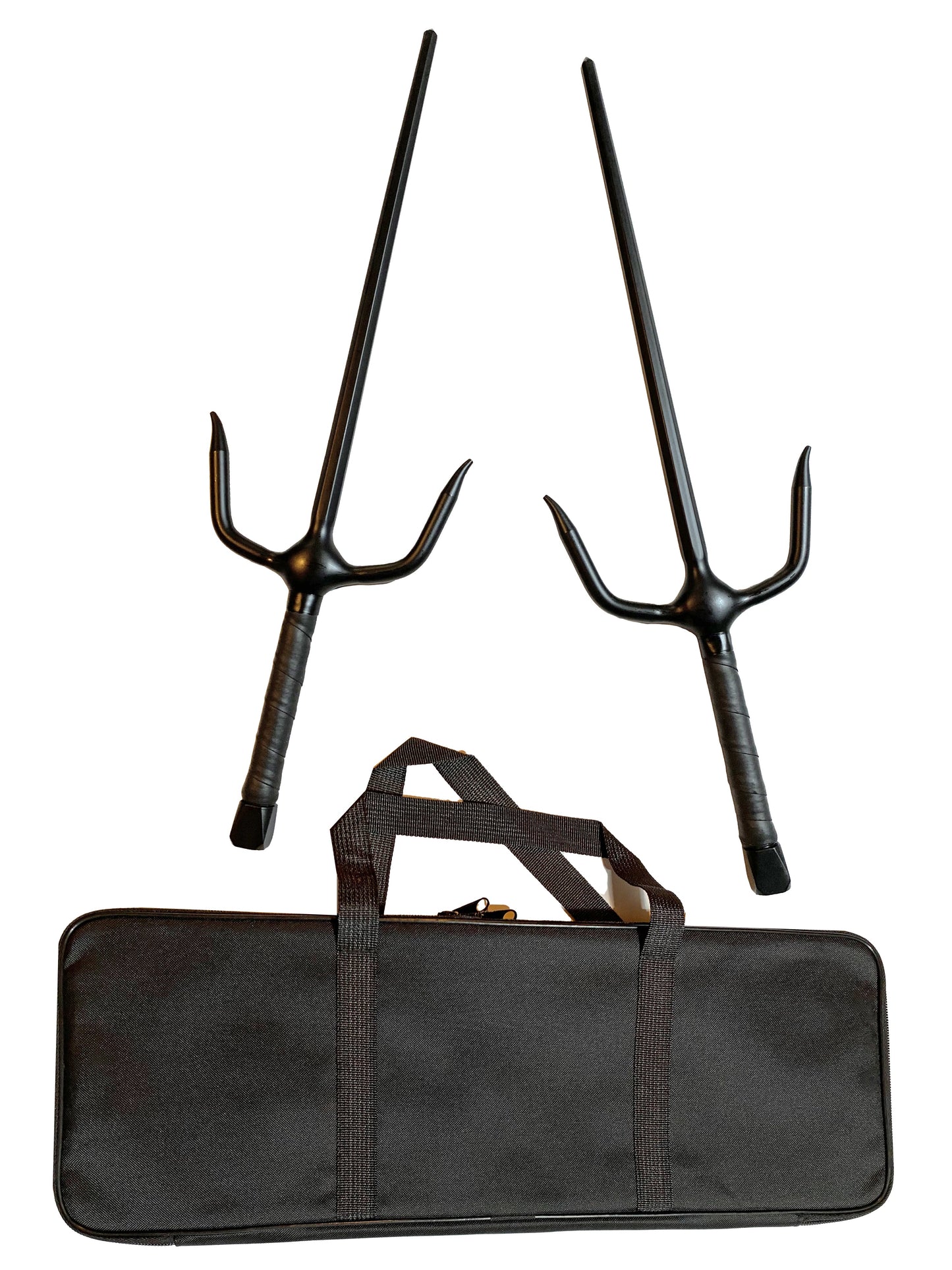 SET Fourchettes Sai noires avec étui pour armes - 48,5 cm (paire) Forme octogonale à 8 tranchants