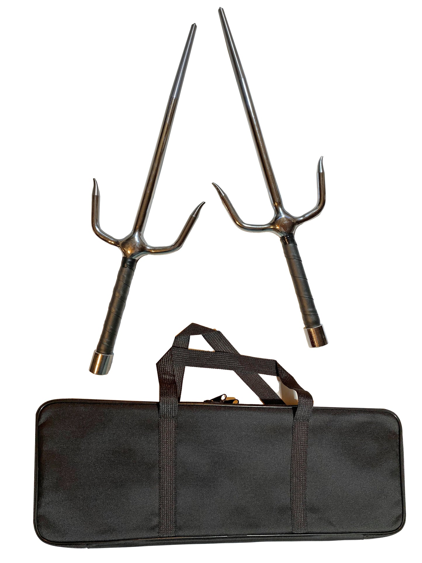 SET Fourchettes Sai chromées avec étui à armes - argent 48,5 cm (paire) - Manche enroulé forme ronde