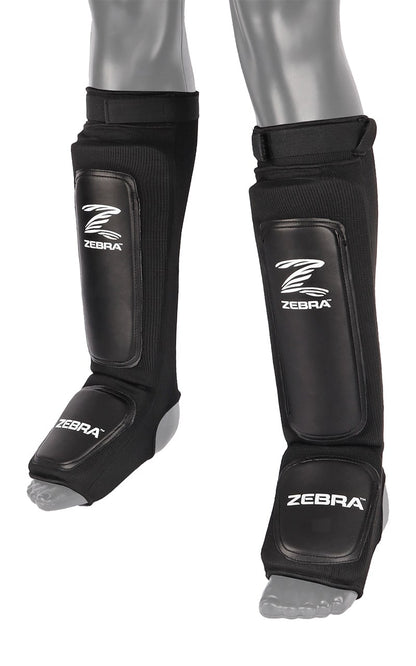 Protège-tibias et cou-de-pied ZEBRA Performance, élastiques - MMA Kickboxing