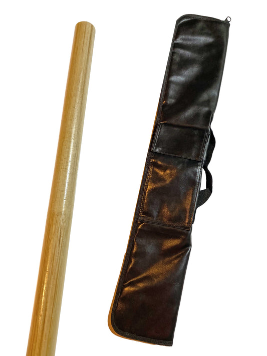 SET Escrima Stick Rotin avec sac d'arme - Bâton 65 cm bois clair - Poncé lisse sans coque extérieure