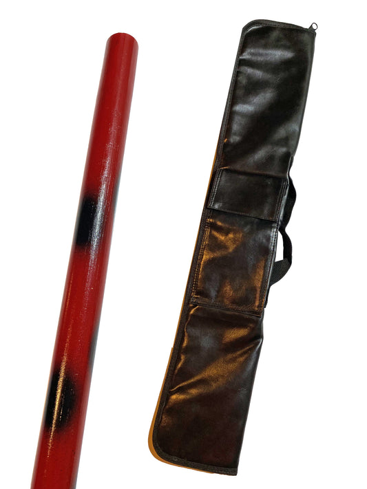 SET Escrima Stick noir-rouge avec housse pour arme - bâton en rotin 65 cm poncé verni