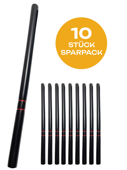 Lot de 10 bâtons d'escrime noirs - conception robuste - bâton d'entraînement 65 cm - bâton Arnis bois chêne bâton court Kali