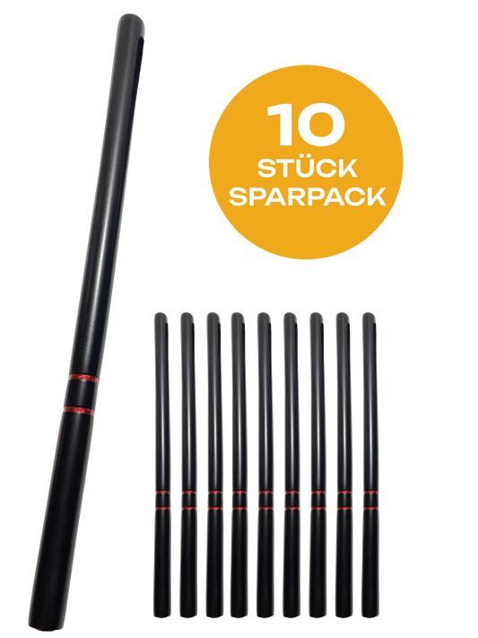Lot de 10 bâtons d'escrime noirs - conception robuste - bâton d'entraînement 65 cm - bâton Arnis bois chêne bâton court Kali