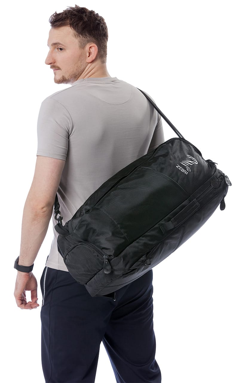 Sac de sport ZEBRA Combi, noir - 70 x 30 x 25 cm - avec fonction sac à dos