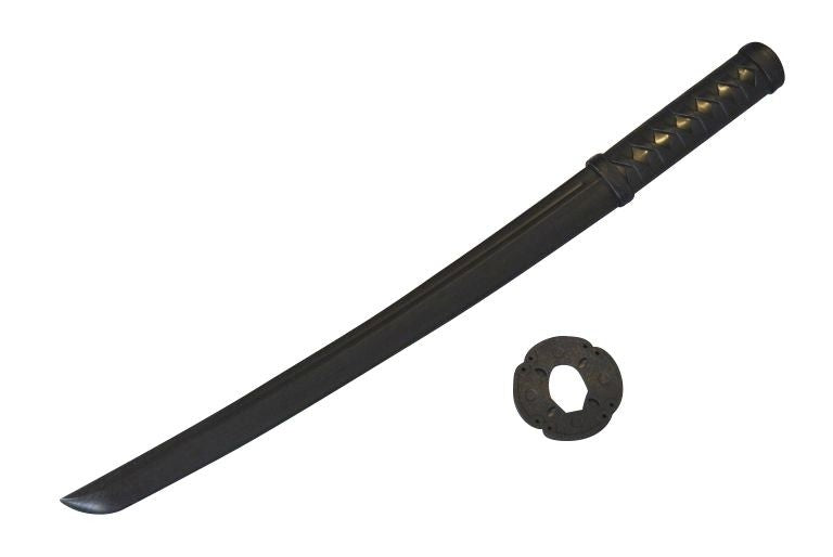 TEKKA BUDO Shoto TPR plastique - Noir - 62 cm avec Tsuba - Sabre court japonais - Sabre en bois Aikido, Iaido, Kempo, Kobudo, sabre d'entraînement aux arts martiaux