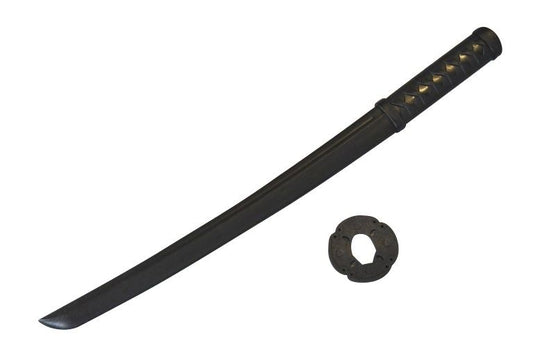TEKKA BUDO Shoto TPR plastique - Noir - 62 cm avec Tsuba - Sabre court japonais - Sabre en bois Aikido, Iaido, Kempo, Kobudo, sabre d'entraînement aux arts martiaux
