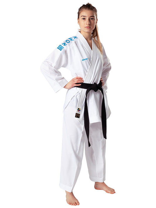 Combinaison de karaté KWON (R) Supralite - Kumite Gi - WKF rec. - Bandes bleues aux épaules