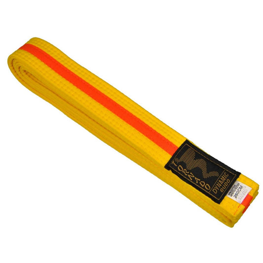 Ceinture de karaté jaune-orange - bicolore - largeur 4 cm - bande centrale de ceinture jaune-orange