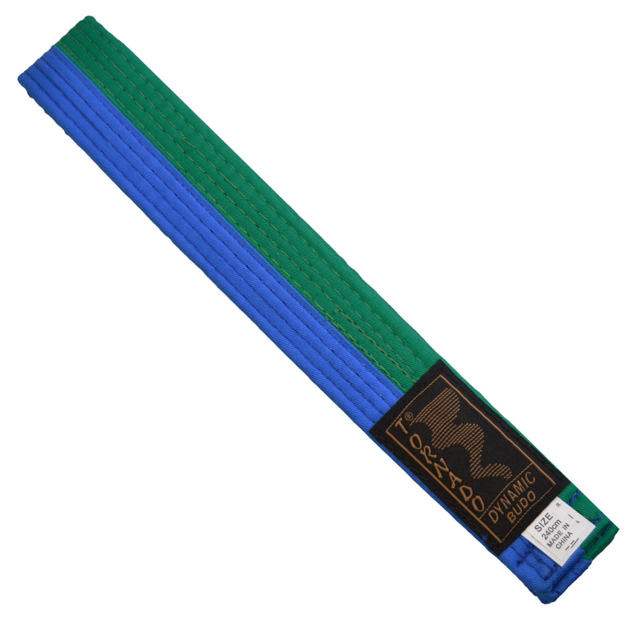 Ceinture Budo verte-bleue divisée au milieu