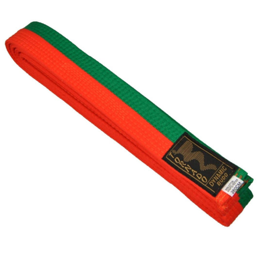 Ceinture Budo orange-verte divisée au milieu