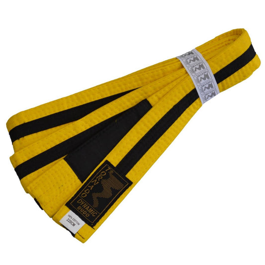 Ceinture de jiu-jitsu brésilien BJJ pour enfants jaune-noir avec barre