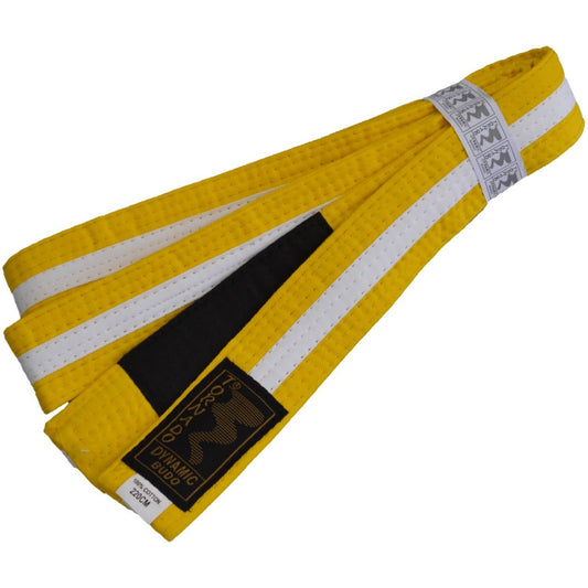 Ceinture de jiu-jitsu brésilien BJJ pour enfants jaune-blanc avec barre