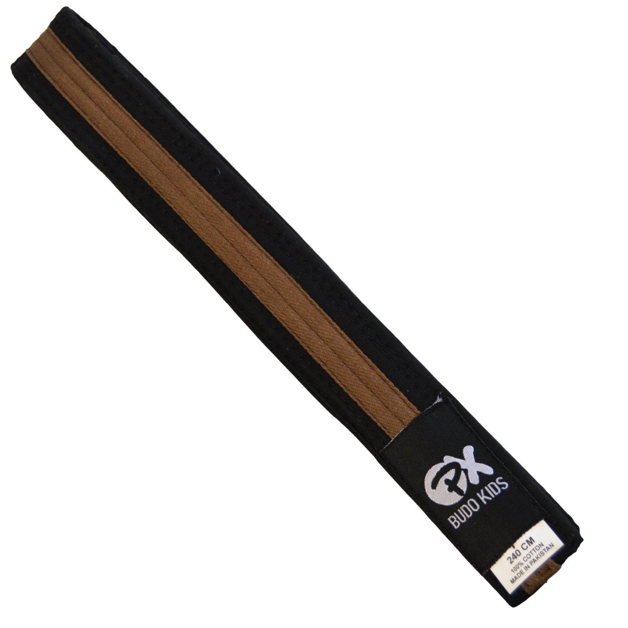 Ceinture Budo pour enfant SOFT - facile à nouer, coton doux - extra fine 3,5 cm de large, noir-marron
