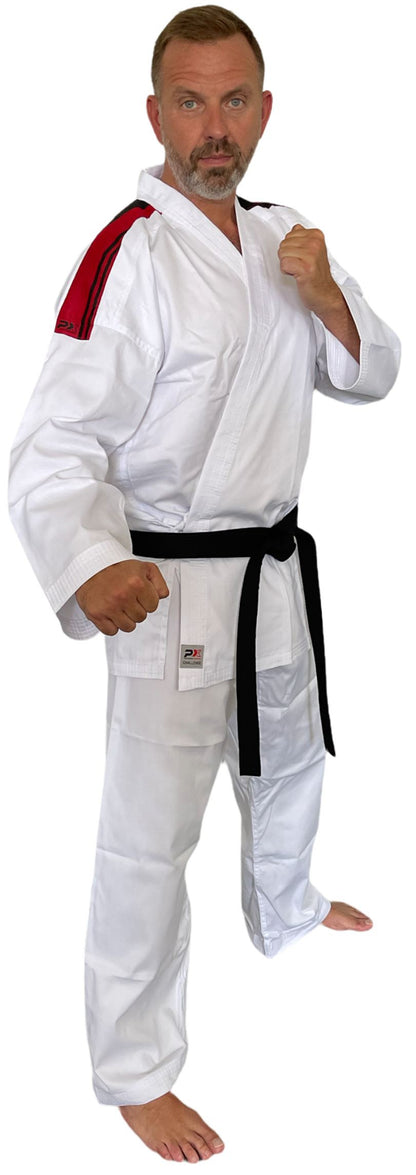 Tenue de karaté PX CHALLENGE SR blanche - Gi léger 7,5 oz - Avec bandes aux épaules