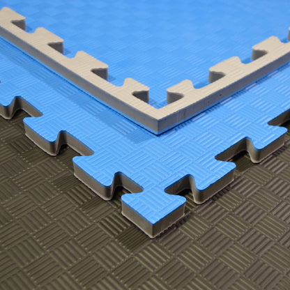 Tapis d'arts martiaux TEKKA BUDO SET - gris-bleu - 100 x 100 x 2 cm - Bords dentelés - Tapis réversible, tapis d'entraînement - Judo, Karaté, Ju-Jutsu, Taekwondo