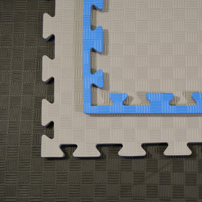 Tapis d'arts martiaux TEKKA BUDO SET - gris-bleu - 100 x 100 x 2 cm - Bords dentelés - Tapis réversible, tapis d'entraînement - Judo, Karaté, Ju-Jutsu, Taekwondo