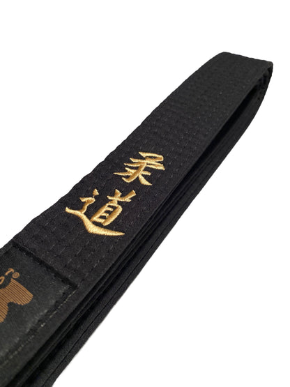 Ceinture de judo TEKKA BUDO noire - brodée - Judo - broderie de caractère or - ceinture noire Kanji japonais