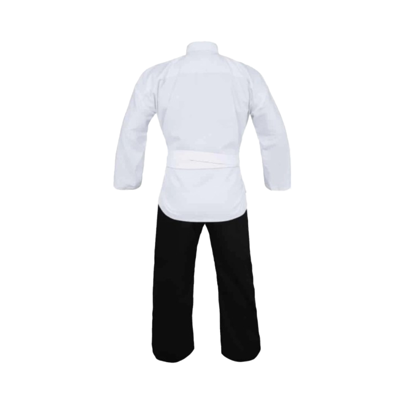 Tenue de karaté blanche/noire - 10 oz - Tenue Kempo (veste blanche, pantalon noir)