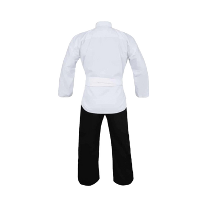 Tenue de karaté blanche/noire - 10 oz - Tenue Kempo (veste blanche, pantalon noir)
