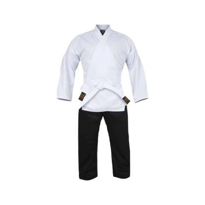 Tenue de karaté blanche/noire - 10 oz - Tenue Kempo (veste blanche, pantalon noir)