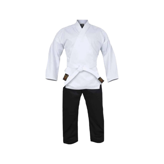 Tenue de karaté blanche/noire - 10 oz - Tenue Kempo (veste blanche, pantalon noir)