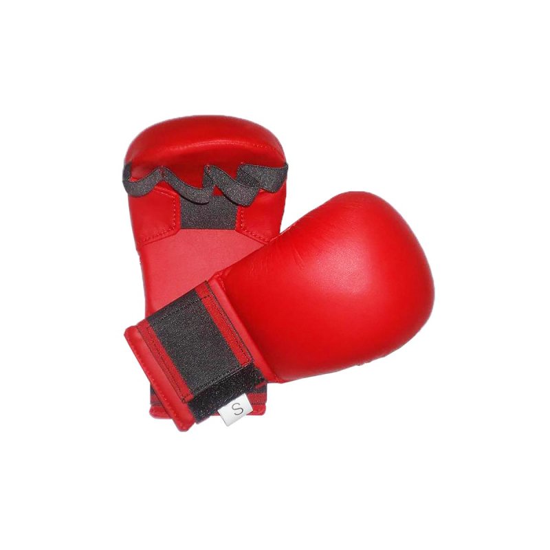 Mitaines de compétition de karaté, rouges, en cuir synthétique