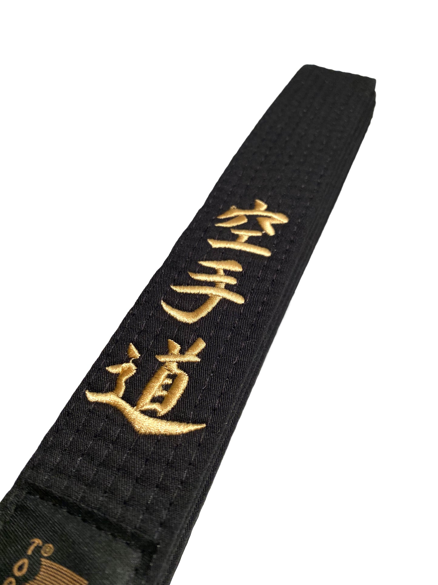 Ceinture de karaté TEKKA BUDO noire - brodée - Karate Do - broderie de caractères dorés - ceinture noire Kanji japonais