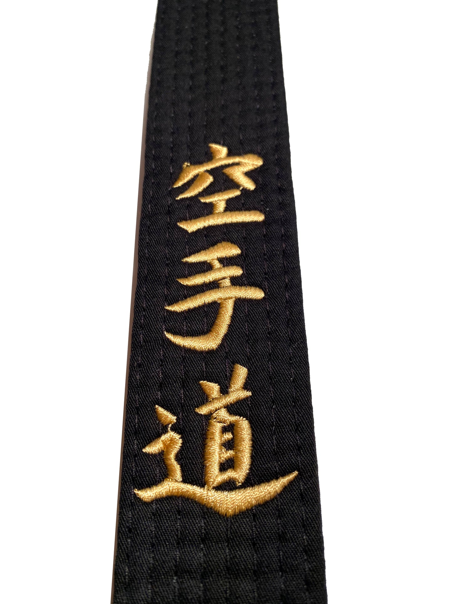 Ceinture de karaté TEKKA BUDO noire - brodée - Karate Do - broderie de caractères dorés - ceinture noire Kanji japonais