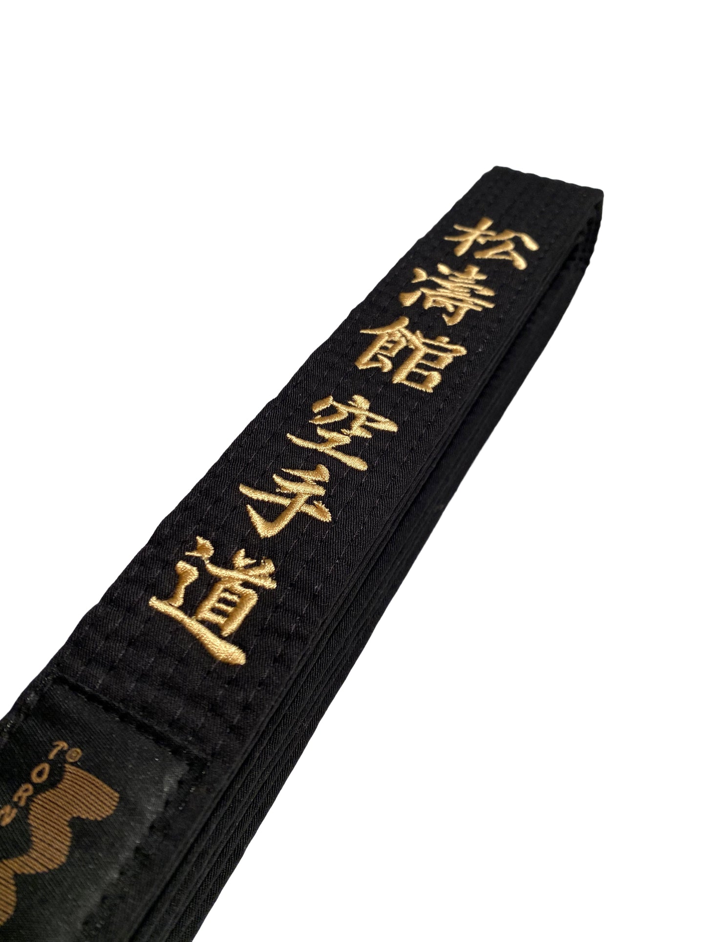 Ceinture de Karaté TEKKA BUDO noire - Brodée - Shotokan Karate Do - Personnage broderie or - Ceinture noire Kanji Japonais