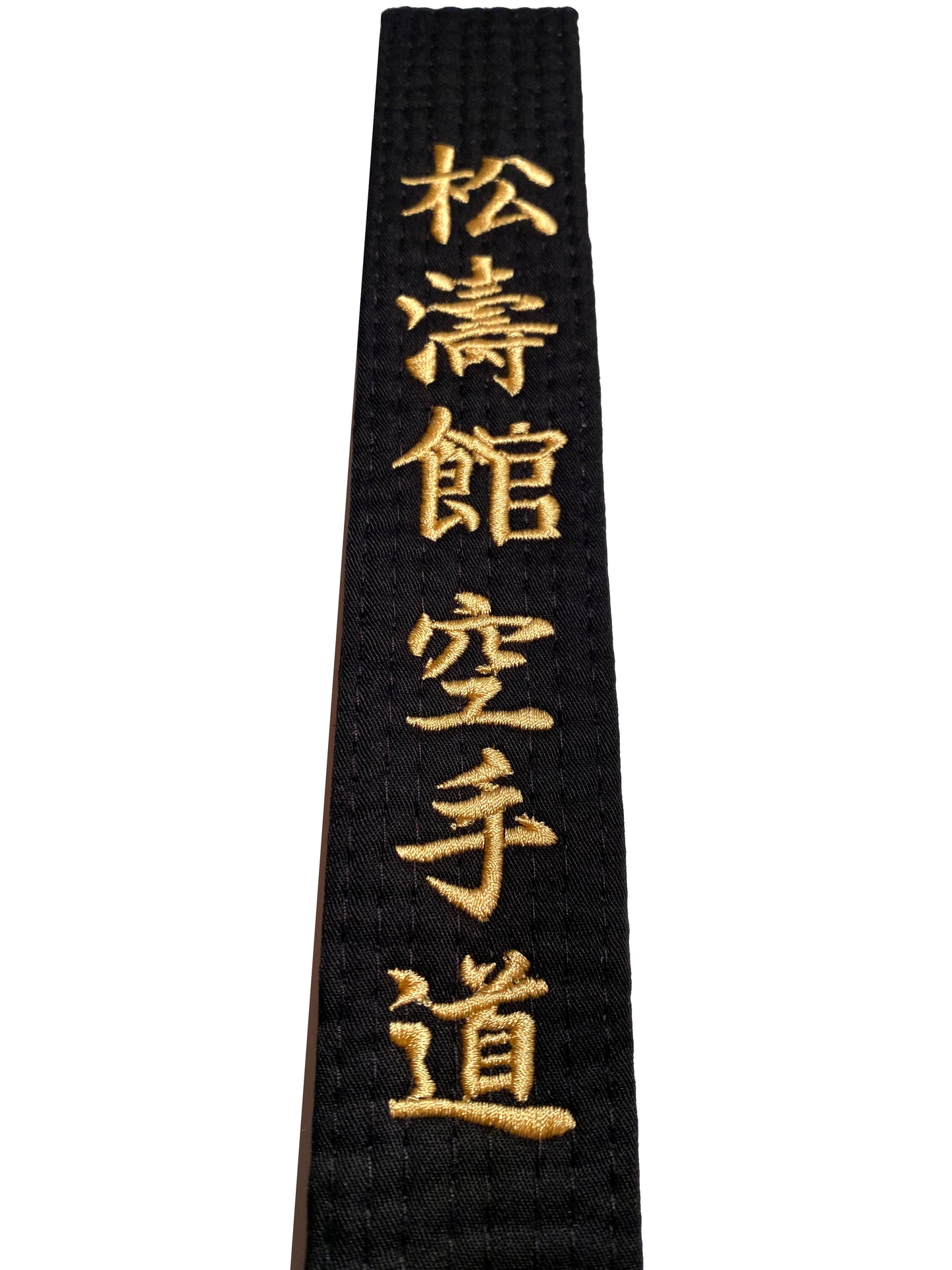 Ceinture de Karaté TEKKA BUDO noire - Brodée - Shotokan Karate Do - Personnage broderie or - Ceinture noire Kanji Japonais